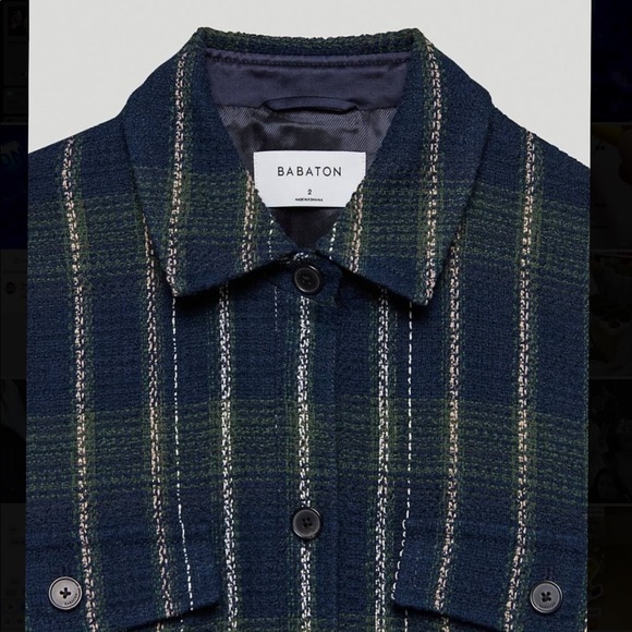 Aritzia Babaton Women's Joan Shirt Jacket in Navy/Ivy Green Tweed size 2 - Picture 2 of 3